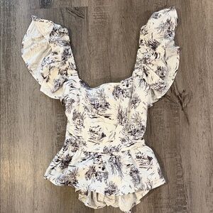 NWT Francesca's Collections Black and White Ruffle Blouse